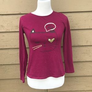 A long sleeve gold glitter dark color cat shirt